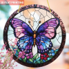CIFbuy High Definition Transparent Round Purple Butterfly Floral Acrylic Sun Catcher Window Decoration for Home Garden (TikTok, temu pick-up service)