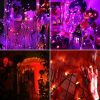 Halloween Lights 33ft 100 LED Battery String Lights with Motion Sensor Spooky Music or Battery Powered Orange & Purple 2 Colors in 1 Waterproof Hallow