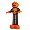 12ft Inflatable Halloween Decor with Skeleton Ribs, Pumpkin & Grim Reaper, 3 LED Lights + 115 Count String Lights, Black & Orange