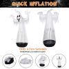 12ft Inflatable Halloween Decor Half-Body Clear PVC White Ghost with 2 LED Lights & 1 Stage Light, Black & White, 12V 2000mA US Power Adapter