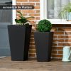 Outdoor Planter Set 2-Pack MgO Flower Pots Black with Drainage Entryway Patio Yard Garden