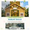 Outdoor Playhouse, Wooden Kids Playhouse with Door, 3 Windows, 2 Flower Boxes for Garden, Indoor Playroom, Ages 3â€'8