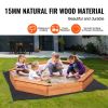 Wooden Sandbox with Cover, 75.6 x 75.6 x 9.1 in Octagonal Sand Box, Sand Pit with 4 Seating and Bottom Liner, Kids Sandbox for Outdoor Backyard, Beach