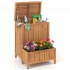 28" Package Delivery Box with Gas Strut Lid, Elevated Storage Bench with Planter Box