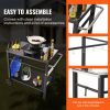 Outdoor Grill Dining Cart with Double-Shelf, BBQ Movable Food Prep Table, Multifunctional Iron Table Top, Portable Modular Carts for Pizza Oven