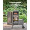 Charcoal Offset Smoker, Heavy-Duty Steel BBQ Offset Smoker with Side Firebox, Movable Outdoor Barbecue Smokers with 6 Adjustable Grates