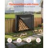 Firewood Rack with Waterproof Cover, 4 ft Outdoor Firewood Holder, 1/4 Cord Storage Metal Log Holder, 400lb Max Weight Capacity, Full Covered