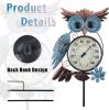 Outdoor Thermometer, 42 Inch Metal Owl Garden Stake Outside Wall Thermometer for Patio, Yard and Garden
