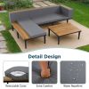 Luxury Patio Furniture Set with Removable Cushions and Coffee Table, L-Shaped Acacia Wood Sofa with Side table
