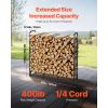 Firewood Rack with Waterproof Cover, 4 ft Outdoor Firewood Holder, 1/4 Cord Storage Metal Log Holder, 400lb Max Weight Capacity, Full Covered