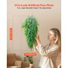 Artificial Ferns, 12 Pcs Fake Hanging Boston Fern Bush Plant with 32 Inch Hanging Length, Plastic Faux Greenery for Indoor/Outdoor Decor, For Wall
