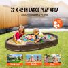 Sandbox with Cover, 72 x 41.5 x 9.1 in Oval Sand Box, HDPE Sand Pit with 4 Corner Seating and Bottom Liner, Kids Sandbox for Outdoor Backyard, Beach