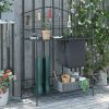 Potting Worktable Steel Work Surface with Large Inbuilt Sack Cover 5 Hanging Hooks Storage Shelf