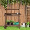 36" Wooden Potting Bench Work Table with 2 Removable Wheels, Garden Workstation with Removable Sink, Drawer & Large Storage Spaces, Brown