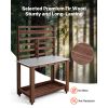 Potting Bench Table, Outdoor Gardening Workstation with 45 x 26 in Stainless Steel Tabletop, Storage Shelves, 4 Casters, Hooks