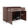 Outdoor Storage Cabinet, Waterproof PE Rattan Cabinet with Drawer for Indoor, Outdoor Swimming Pool, Mixed Brown