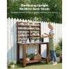Potting Bench Table, Outdoor Gardening Workstation with 45 x 26 in Stainless Steel Tabletop, Storage Shelves, 4 Casters, Hooks