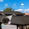 14x22FT Hardtop Gazebo, Outdoor Gazebo with Galvanized Steel Double Roof, Aluminum Frame, Built-in Gutter System, Curtain and Netting