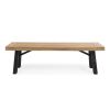 Outdoor Bench with Slat Panel Design and Acacia Wood Frame, Natural and Grey