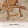 Outsunny Outdoor Chaise Lounge Pool Chair, Built-In Table, Reclining Backrest for Sun tanning/Sunbathing, Rolling Wheels, Red Wood Look