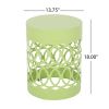 Modern Outdoor Metal End Table with Iron Cut Design in Green - Durable and Stylish, 13.75 x 13.75 x 18 inches,Metal end Table -Large
