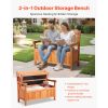 Outdoor Storage Bench, 2-Person Wooden Storage Bench, 33 Gallons Deck Box with Side Handle, Supports up to 705 lbs