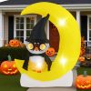 Inflatable Owl on Moon LED Lighted Halloween Decoration with Large Moon and Wizard Owl