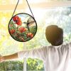Stained Glass Window Hanging, Hummingbirds Orange Flowers Suncatcher Diamond Glass Panel Hangings Sun Catchers Decor for Birthday for Women, Men, Wife