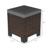 2 Pieces Wicker Outdoor Ottomans with Cushions, Rattan Ottoman Footrest & Side Table for Patio Yard Poolside, Gray