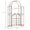 7' Metal Garden Arbor, Garden Arch with Gate, Fleur De Lis Motif, Latching Doors, Planter Shelves for Climbing Vines, Ceremony, Weddings, Party