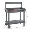 Potting Bench with Wheels Sink Drawer Storage Spaces Wooden Gray