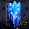 Halloween Hanging Light up Ghost with Spooky Blue LED Light, 47' White Ghosts Halloween Hanging Decoration