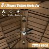 12x16FT Cedar Wood Gazebo, Solid Wood Hardtop Gazebo with Galvanized Steel Double Roof, Netting & Curtains, Outdoor Gazebo for Patio, Backyard, Deck
