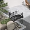3.3' Metal Garden Bridge with Safety Siderails Weather-Resistant Black Vintage Style Zen Bridge