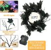 6 FT 54 LED Willow Vine Twig Decor Dead Branches Black Leaves, Halloween Garland Battery Operated for Indoor Wall Fireplace Halloween Decorations