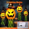 Halloween Decorations Outdoor Decor Hanging Lighted Glowing Pumpkin Witch Hat with 3 Modes Lighted Up Scary Orange Halloween Decorations