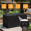 60 Gallon Deck Box, Lockable Resin Outdoor Storage Box with Hundles, UV Resistant Waterproof Storage Bin for Patio Cushions Gardening Tools, Black