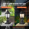2 Pack Dusk to Dawn Outdoor Post Light, 15.35 in, Waterproof Lamp Post Light Fixtures with 3.5 in Pier Mount Base Glass Shade