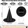 12pcs Halloween Black Witch Hat with 157 FT Nylon Cord &120pcs Bat Sticker for Indoor Outdoor Home Yard Porch Ceiling Halloween Party Decorations