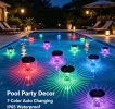 2PCS Solar Floating Pool Lights, IP65 Waterproof RGB ColorChanging LED Lights, SolarPowered with Hanging Hole for Pond, Fountain, Garden