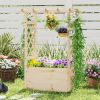 Raised Garden Bed Wooden Elevated Planter Box with Hanging Roof