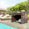 Outdoor Storage Cabinet, Waterproof PE Rattan Cabinet with Drawer for Indoor, Outdoor Swimming Pool, Mixed Brown
