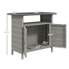 Wicker Outdoor Storage Cabinet with Two Doors and Shelf for Outdoor Pool Towel Storage, Gray