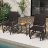 3 Piece Patio Gliding Set with Tempered Glass Coffee Table All Weather