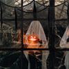 Set of 5 Halloween Creepy Gauze Cloth Decoration, Indoor Outdoor Black Scary Halloween Gauze Tapestry Decor