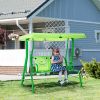 Porch Swing for Kids with Adjustable Canopy to Block Sun at Angles, Kids Swing Chair with Seatbelts, Frog Pattern, Gift for Kids Ages 3-6, Green