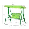 Porch Swing for Kids with Adjustable Canopy to Block Sun at Angles, Kids Swing Chair with Seatbelts, Frog Pattern, Gift for Kids Ages 3-6, Green