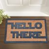 "Hello there"Funny Coir Doormat Hello There Welcome Front Porch Decor Doormat for The Entrance Way Outdoor with Heavy-Duty Non Slip Coconut Coir Doorm