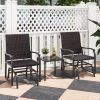 3 Piece Patio Gliding Set with Tempered Glass Coffee Table All Weather