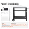 Outdoor Grill Dining Cart with Double-Shelf, BBQ Movable Food Prep Table, Multifunctional Iron Table Top, Portable Modular Carts for Pizza Oven